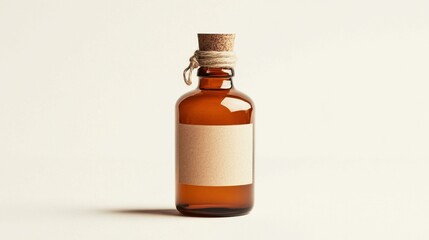 Poster - Elegant glass bottle with cork stopper and twine in studio