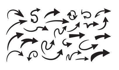 Fototapete - Hand drawn arrow collection vector graphics in black and white style for design