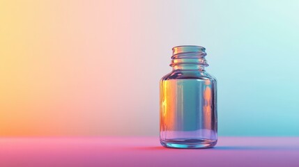 Poster - Empty glass bottle on plain background in serene studio setting