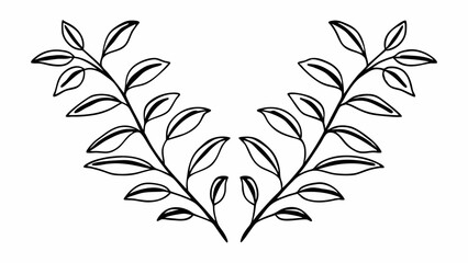 Poster - Illustration of symmetrical leafy branches forming a decorative design element on a white background created with generated ai