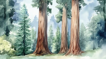 Poster - Majestic giant sequoia trees in serene forest setting