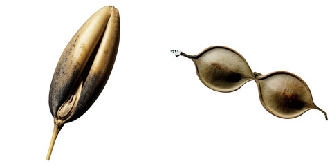 Wall Mural - PNG Two seed pods arranged side-by-side on a transparent background.