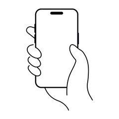 Poster - Smartphone in hand icon vector. Taking Selfie with a smartphone, Simple icon of a hand operating a smartphone. Business web site design vector illustration.