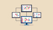 © Fawad - Illustration of a network of computers displaying a kanban style project management board