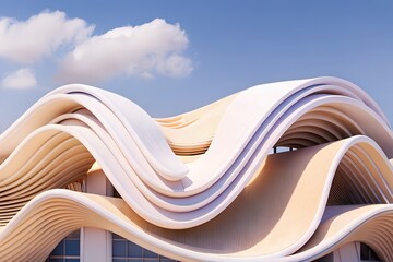 Poster - Modern Architectural Structure with Wavy Roof – Contemporary Curved Design