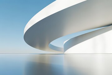 Poster - Futuristic Minimalist Architectural Design – Fluid White Structure with Reflective Surface
