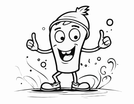 Playful Graffiti Line Art Character Design with Exaggerated Features and Bold Outlines, Perfect for Animation, Children's Books, and Whimsical Illustration Projects.