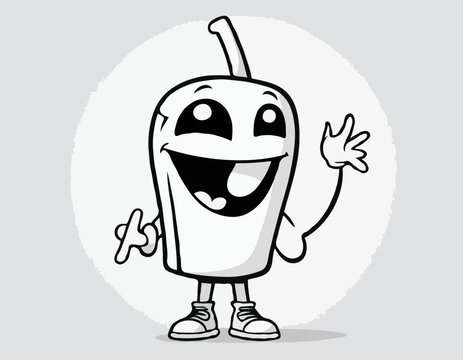 Playful Graffiti Line Art Character Design with Exaggerated Features and Bold Outlines, Perfect for Animation, Children's Books, and Whimsical Illustration Projects.