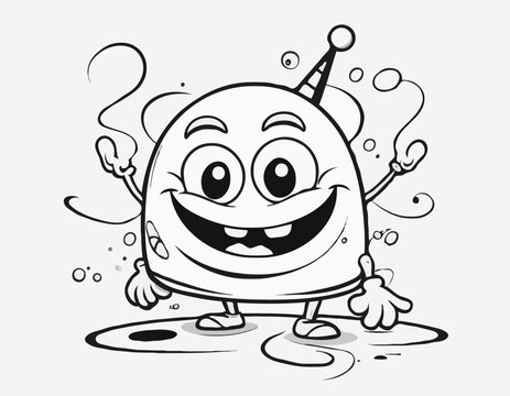 Playful Graffiti Line Art Character Design with Exaggerated Features and Bold Outlines, Perfect for Animation, Children's Books, and Whimsical Illustration Projects.