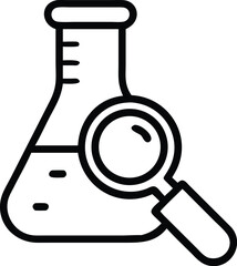 Poster - Science research and analysis icon with lab flask and magnifying glass for scientific study