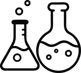 Poster - Science lab beakers and flasks experiment chemistry research equipment outline vector graphic icon