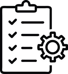 Poster - Checklist task management with gear icon for process automation and project configuration setup