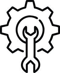 Poster - Gear and wrench icon vector illustration for maintenance repair service engineering concept