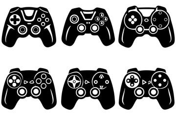 Poster - Six Stylish Game Controller Icons Perfect for Branding Gaming Apps Websites and Logos
