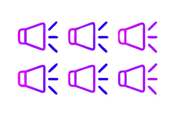 Poster - Repeating Loudspeaker Icons in Purple and Blue Gradient repeating pattern loudspeaker icons vibrant purple blue gradient speaker loudspeaker megaphone sound audio volume icon gradient purple
