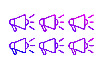Poster - Repeating Megaphone Icons in Purple Gradient Multiple outlined megaphone icons gradient purple color radiating outward megaphone icon icons gradient purple violet outline graphic design illustration