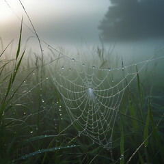 spider web with dew