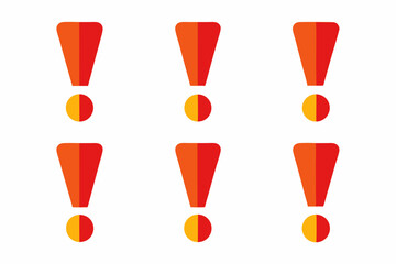 Poster - Set of Red and Orange Exclamation Marks Six exclamation points repeating pattern with gradient red orange exclamation mark exclamation points alert warning red orange gradient