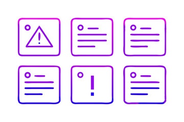 Poster - Warning and Information Icons Set Six outlined icons including warning sign notes grid layout icons warning note information document alert symbol graphic design interface app