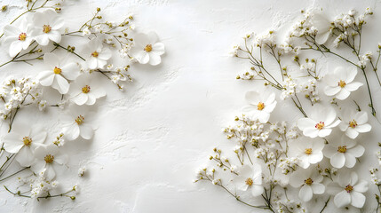 Fototapete - Elegant white floral arrangement on pure white background nature photography minimalist aesthetic