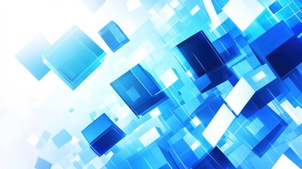Wall Mural - Abstract geometric design with translucent blue and white cubes.