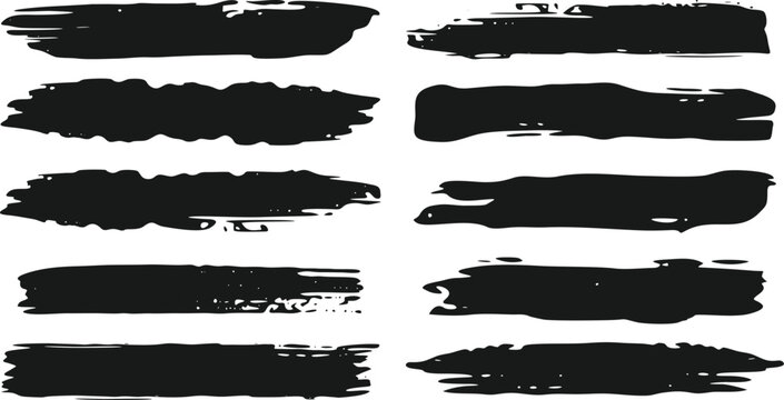 Set of Grunge Brush Strokes, Brush strokes vector. brush. Set of text boxes. Paintbrush collection. Grunge design elements. Dirty texture banners. Set of rectrangle shape brush strokes