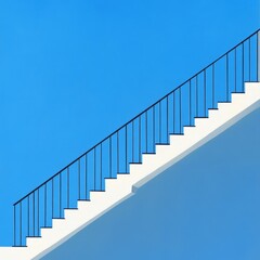 Poster - Bright Isometric Perspective of Stairs with Glistening Shadows