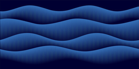 Fototapete - Design For Technology, Futuristic Concepts, Corporate Branding, Digital Art, Abstract Backgrounds for Banner, Web-design, Brochure, Background. Wavy layered blue lines forming optical illusion