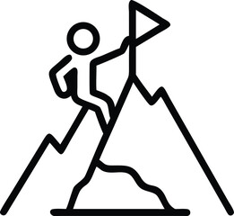 Poster - Mountain climbing success achievement vector icon illustration for adventure and challenge goals