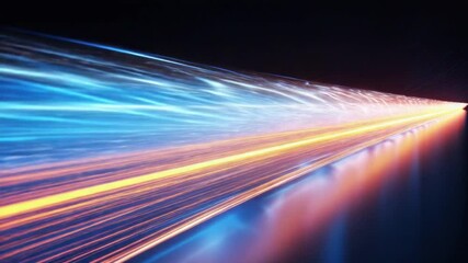 Fototapete - High-Speed Data Highway: Capturing a mesmerizing digital illustration of luminous streaks racing along an endless path.