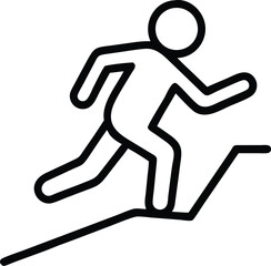 Poster - Man climbing graph line outline icon vector illustration for business success concept
