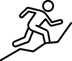 Poster - Line art of person running up graph representing business growth and career success concept