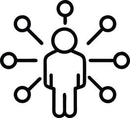 Poster - Person with connections network concept icon for business communication and social media strategy design