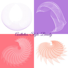 Poster - Elegant Minimalist Floral Line Art in Pastel Tones — Aesthetic Circular Composition for Beauty Branding, Spa Decor, Fashion Packaging, and Feminine Style Projects