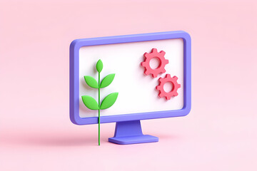 Poster - Computer Screen Showing Growth and Development with Gears