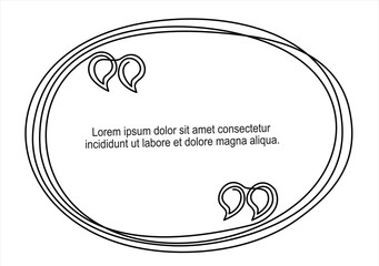 Poster - Quote continuous line in circle speech bubble with commas, quotation mark in talk, single drawing. Quote mark, freehand one line hand drawn style. Vector illustration. Editable stroke	