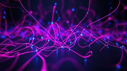 Wall Mural - Vibrant pink and blue lines in a digital abstract design.