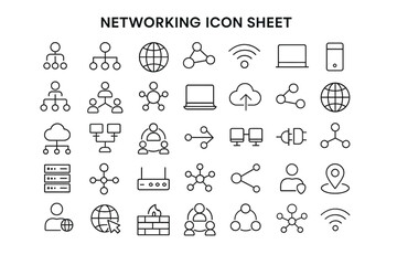 Poster - networking icon sheet: a comprehensive sheet of networking icons, clearly illustrating the core elem
