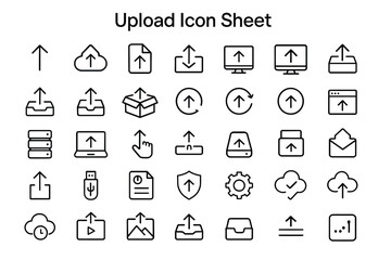 Poster - upload icon collection: a comprehensive set of sleek, modern upload icons, perfect for any digital i
