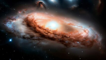 Wall Mural - Witness the captivating dance of distant galaxies amidst a sea of stars. This extraordinary cosmic vista reveals swirling clouds of gas and shimmering light, showcasing the universe's grandeur.