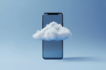Poster - Smartphone illustrates cloud syncing concept in modern technology with abstract design