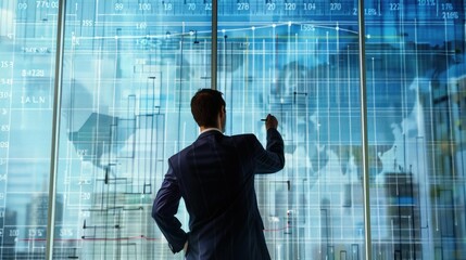 Poster - project manager sketching timeline on glass wall stock photo --ar 16:9 --raw --v 6 job id: e6528299-