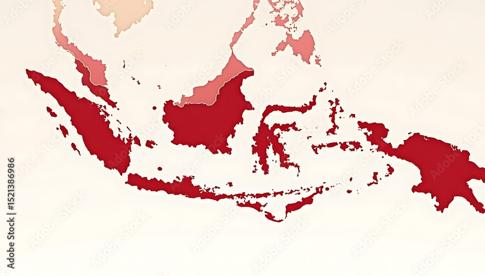 Illustrated Map of Indonesia and Southeast Asia with a Simple Design ...