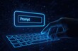 © DailyStock - Hand typing prompt on futuristic keyboard interface