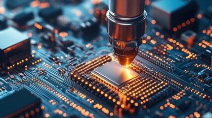 Computer components being assembled in a factory, symbolizing tech exports