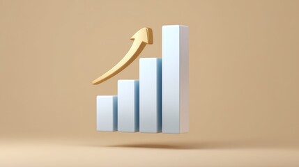 Aufkleber - 3D bar graph with an upward arrow, symbolizing growth and success in business or finance.