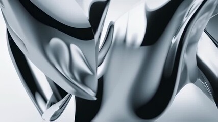 Poster - Elegant chrome waves flowing in a seamless loop for modern backgrounds and designs