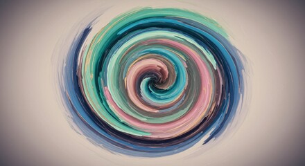Poster - Abstract Spiral Painting - Colorful spiral painting artwork, swirling vibrant hues in concentric circles. Perfect for design projects