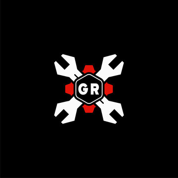 GR Initials Vektor Stok Otomotif Logo Design