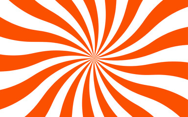 Poster - Abstract vivid, radial spiral burst pattern with red and white curved rays. Dynamic and symmetrical, using bold movement and energy. Retro, psychedelic feel reminiscent of vintage pop art.